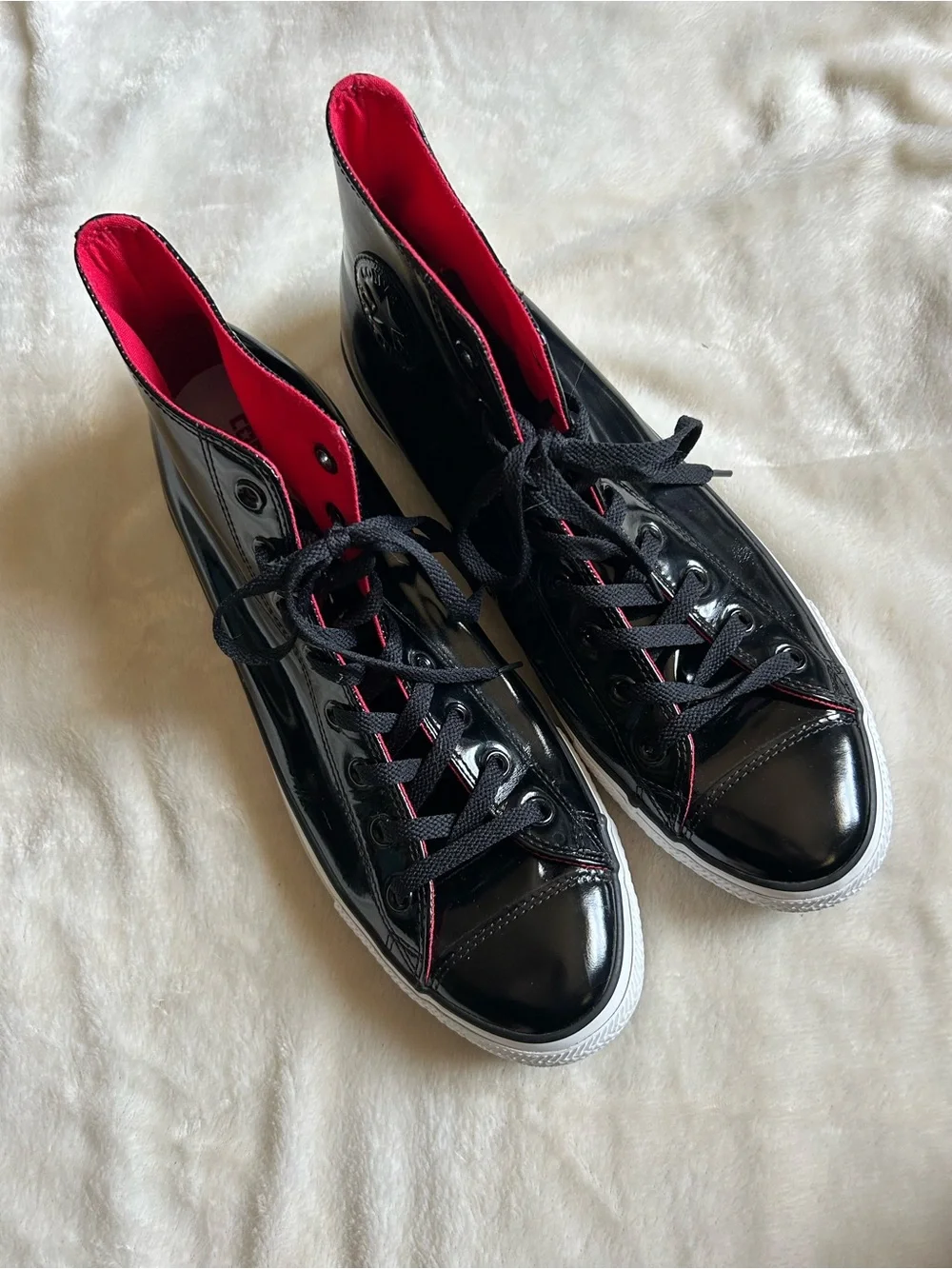 Converse black patent leather high top sneakers men's 13 - Picture 2 of 7